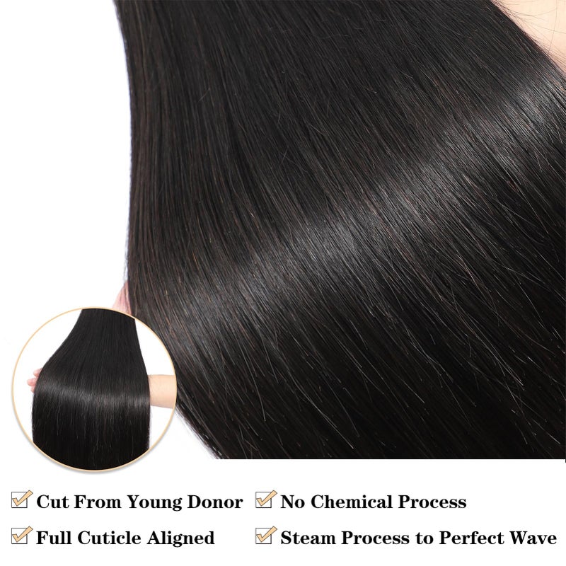 ROYAL IMPRESSION 12A Brazilian Straight Bundles Human Hair 16" 18" 20" 300g 100% Unprocessed Virgin Straight Human Hair Bundles Double Weft Quick Weave Hair 3 Bundles Deals Natural Color - Image 3